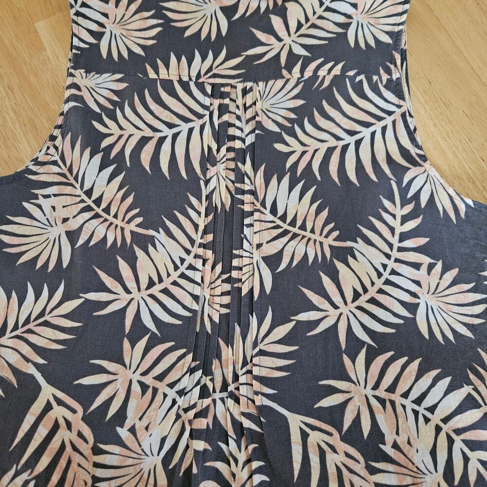 Faherty Isha Linen Blend Mini Dress in Tropical Palm Pintuck Bodice Size L EUC - Picture 9 of 9